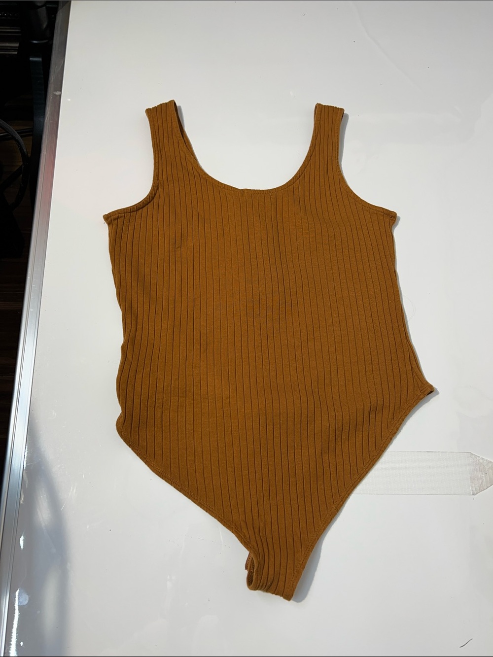 Heart & Hips Rust Brown Ribbed Button-Front Bodysuit - Picture 3 of 4